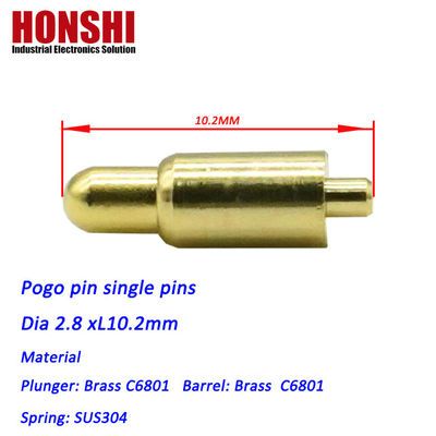 2.8mm Pogo Pin Connector Dip Type Gouden beklede Messing Pogo Pin