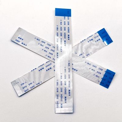 Elektronische platte, flexibele kabel met 8 pinnen Goudgeplatte 1,25 mm 10 cm Ffc-kabel UL20624 80C 60V