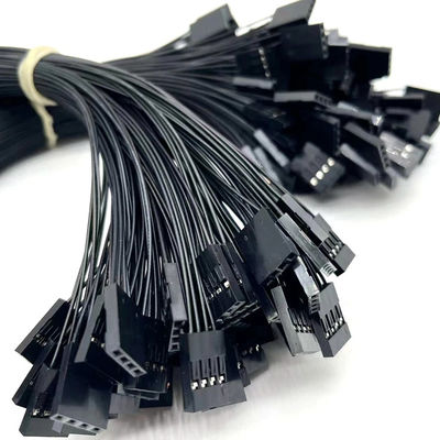 2.54mm Pitch 4 Pin Dupont kabel assemblage UL1007 24awg Zwart aangepaste lengte