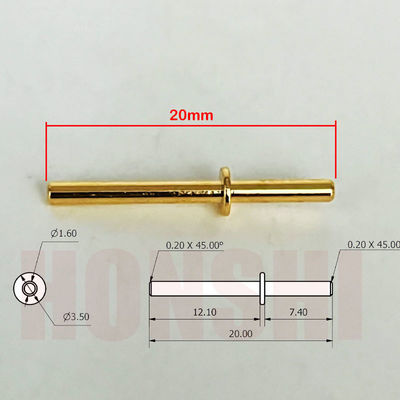 Goudgeplatte bronsbewerkte pinnen 1,6x20 mm voor CNC-verticaal bewerkingscentrum