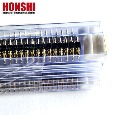 Vrouwelijke Pogo Pin Connector 6P Goud bekleed H2.5 Dip Type Messing Contact Voor PCB Hoogstroom