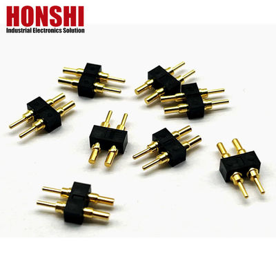 Vrouwelijke Pogo Pin Connector 6P Goud bekleed H2.5 Dip Type Messing Contact Voor PCB Hoogstroom