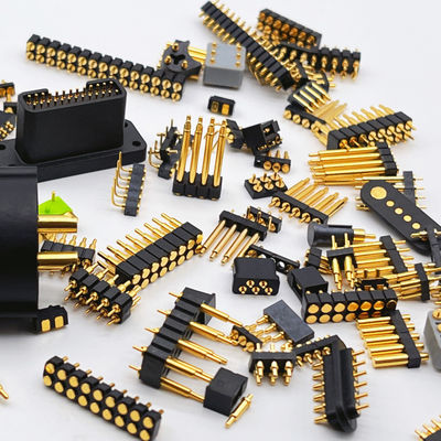 Vrouwelijke Pogo Pin Connector 6P Goud bekleed H2.5 Dip Type Messing Contact Voor PCB Hoogstroom