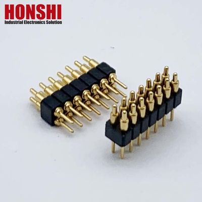 Vrouwelijke Pogo Pin Connector 6P Goud bekleed H2.5 Dip Type Messing Contact Voor PCB Hoogstroom