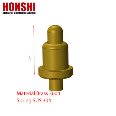 Mannelijke veerbeladen pin Goud bekleed voor 3,00 mm Pogo Pin Connectors Temperatuurbereik -40 °C-105 °C
