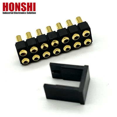 2.54mm High Current Pogo Pin Connector Vrouwelijke 2x7P Goudgeplatte H2.5 SMT Type Voor PCB