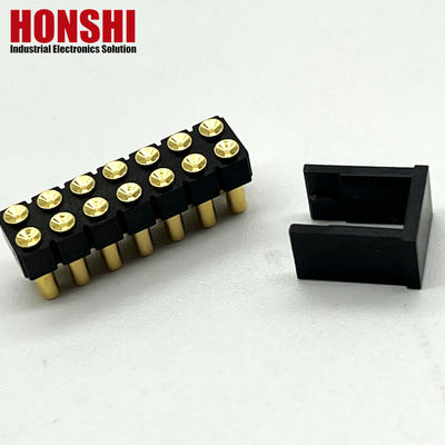 2.54mm High Current Pogo Pin Connector Vrouwelijke 2x7P Goudgeplatte H2.5 SMT Type Voor PCB
