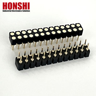 2.54mm Dual Row PCB H3.0mm 7.4mm Rechte Messing Bewerkte Ronde Vrouwelijke Kopverbinding
