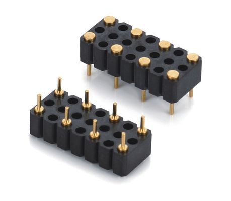 Custom 5.08mm Pitch Pogo Pin Connector Man 8 Pin 4.0mm Drie rijen voorjaar geladen
