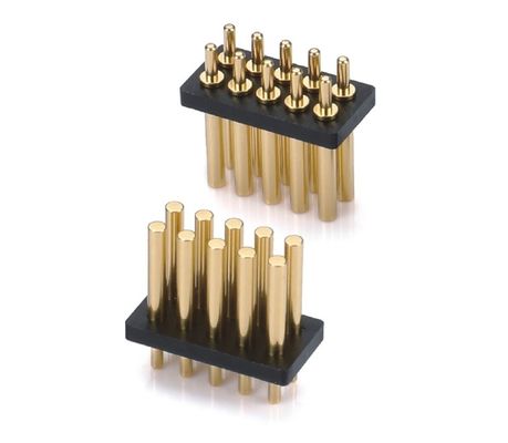 Op maat gemaakte 2,54 mm pitch spring geladen Pogo Pin Connector Dip Type Vrouwelijke kop 10 pin