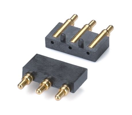 2.5mm Pitch Brass C6801 3 Pin SMT Type Mannelijke kop Pogo Pin Connector zwart plastic