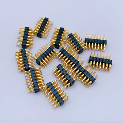 Op maat gemaakte 2.0mm Pitch Brass Pogo Pin 2 Row 14Pin Spring Loaded Connectors Manlijk Geslacht