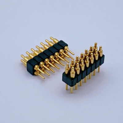 Op maat gemaakte 2.0mm Pitch Brass Pogo Pin 2 Row 14Pin Spring Loaded Connectors Manlijk Geslacht