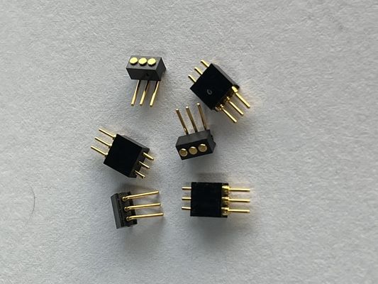 1.27mm 3pins rechthoekige dip type messing spring geladen magnetische Pogo pin connector