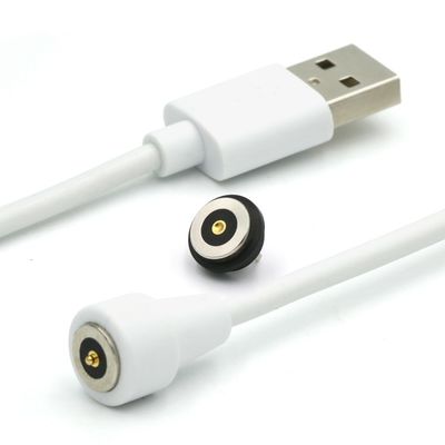 2 Pin Magnetische Pogo Pin Connector Kabel naar USB Type A M Witte kabel