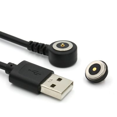 2 Pin Magnetische Pogo Pin Connector Kabel naar USB Type A M Witte kabel