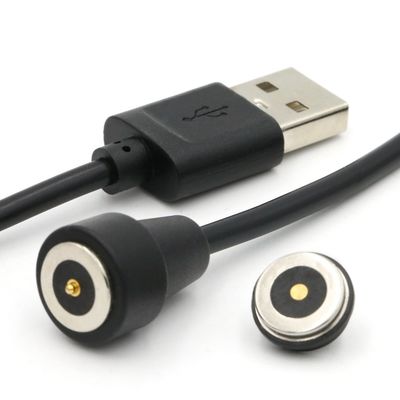 2 Pin Magnetische Pogo Pin Connector Kabel naar USB Type A M Witte kabel