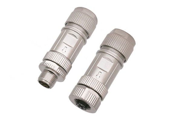 Zinklegering Schelp Circular Wire Connector M12 8 Pin Male Ethernet Connector Assembly