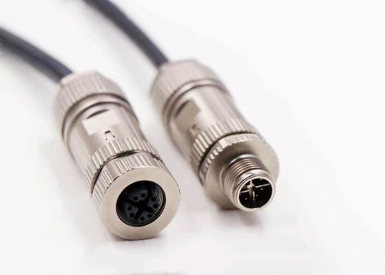 Zinklegering Schelp Circular Wire Connector M12 8 Pin Male Ethernet Connector Assembly