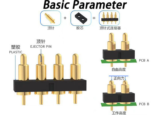 2.54mm Pitch Pogo Pin Connectors Spring Loaded H7.75mm Voor PCB-interconnectie