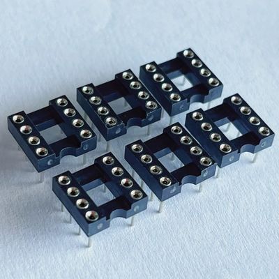 2.54mm 8 Pin IC Socket Connector Vrouwelijke Rechte Pin Header PBT Isolatie materiaal Zwart