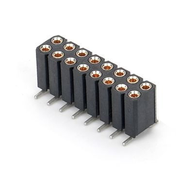 2.54mm Dual Row H7.0mm SMT PCB Messing Bewerkte Ronde Vrouwelijke Kopverbinding PA6T Zwart