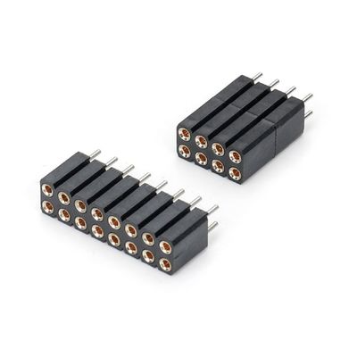 2.54mm Dual Row H7.0mm SMT PCB Messing Bewerkte Ronde Vrouwelijke Kopverbinding PA6T Zwart
