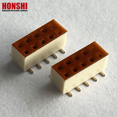 Vrouwelijke kopverbinding Dubbele rij witte toonhoogte 2.54mm H7.1 10p SMT type PA6T PCB-bord