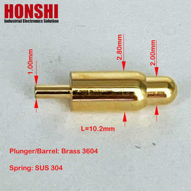Dia 2,8 mm Mannelijke Pogo Pin Connector Lengte 10,2 mm Dip Type Veerbeladen Pogo Pins