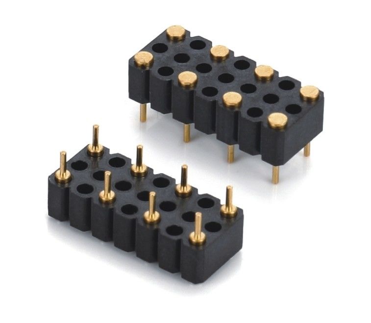 5.08mm Pitch Pogo Pin Connector Dip Type Vrouwelijke 8 Pin 4.0mm Drie rijen voorlopig geladen