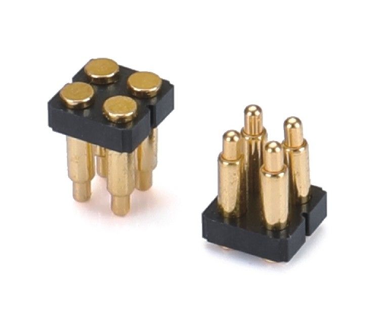2.5mm 4 Pin Pogo Connector H3.5mm SMT Type Gold Plated Brass Pogo Connector