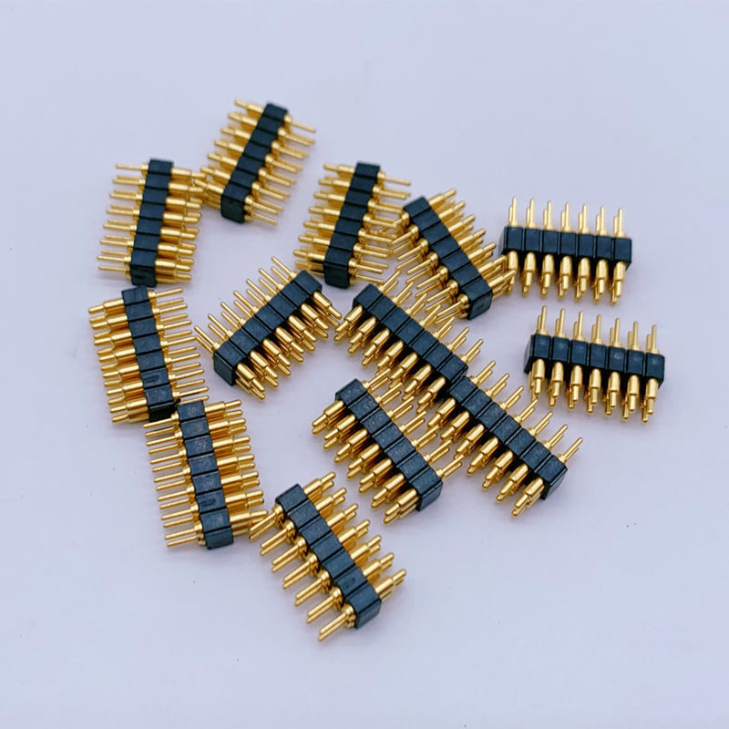 Op maat gemaakte 2.0mm Pitch Brass Pogo Pin 2 Row 14Pin Spring Loaded Connectors Manlijk Geslacht