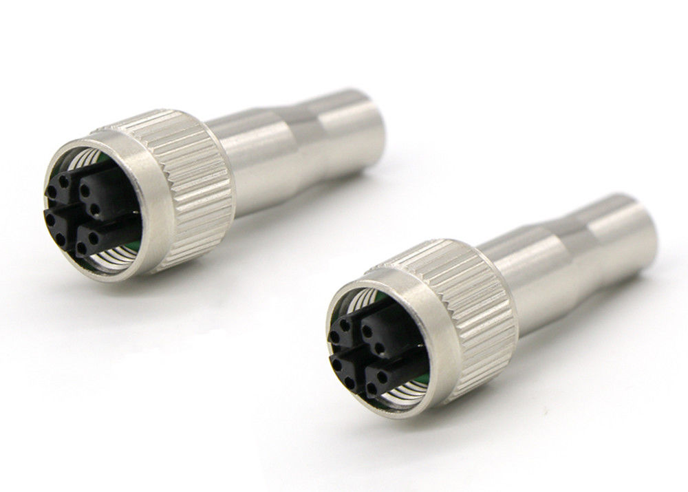 Vrouwelijke cirkelvormige M12 X-code-aansluiting 8 pin lange schildstop voor Cat6a