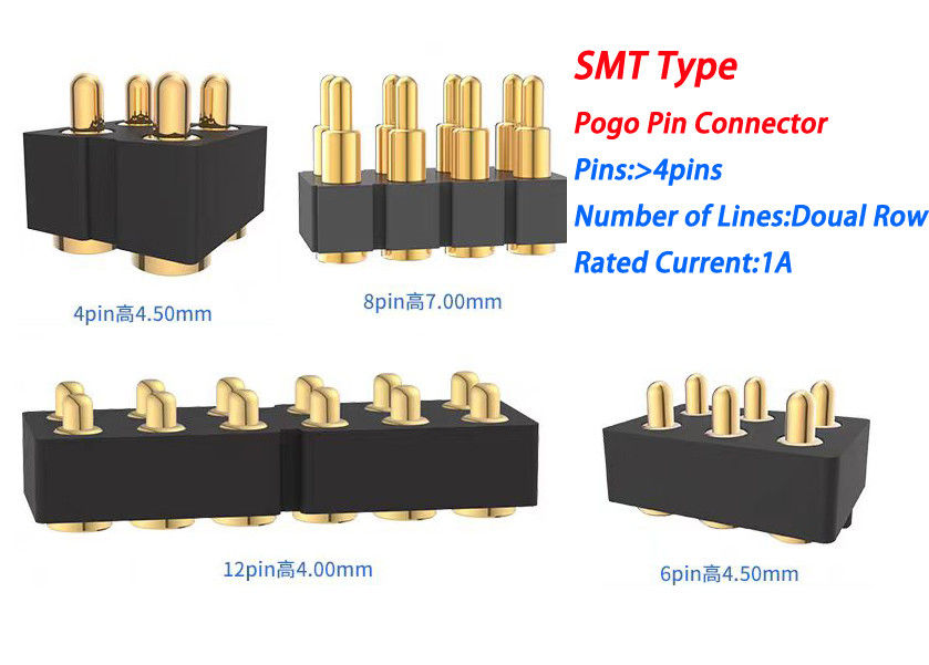 6pin vrouwelijke Pogo Pin Connector en Spring Contact Connector voor Smd Pcb aanpasbaar