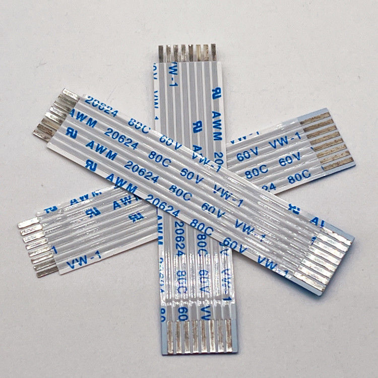 UL20624 1,25 mm 8Pin FFC Ribbon Cable 80C 60V 100mm Ribbon Flexible Flat Cable
