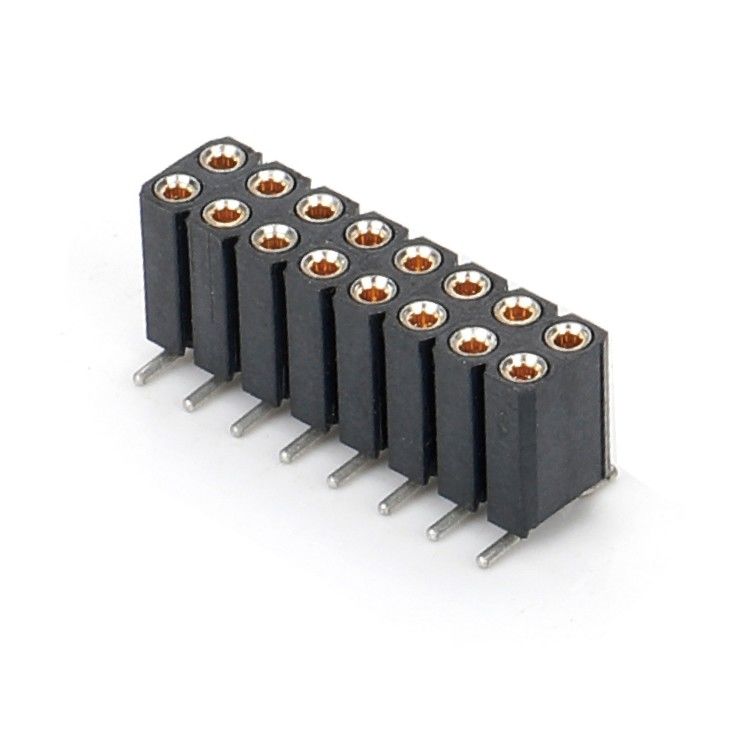2.54mm Dual Row H7.0mm SMT PCB Messing Bewerkte Ronde Vrouwelijke Kopverbinding PA6T Zwart