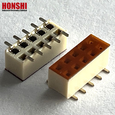 Vrouwelijke kopverbinding Dubbele rij witte toonhoogte 2.54mm H7.1 10p SMT type PA6T PCB-bord